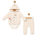 3-teiliges Baby-Set mit gesticktem Hasen