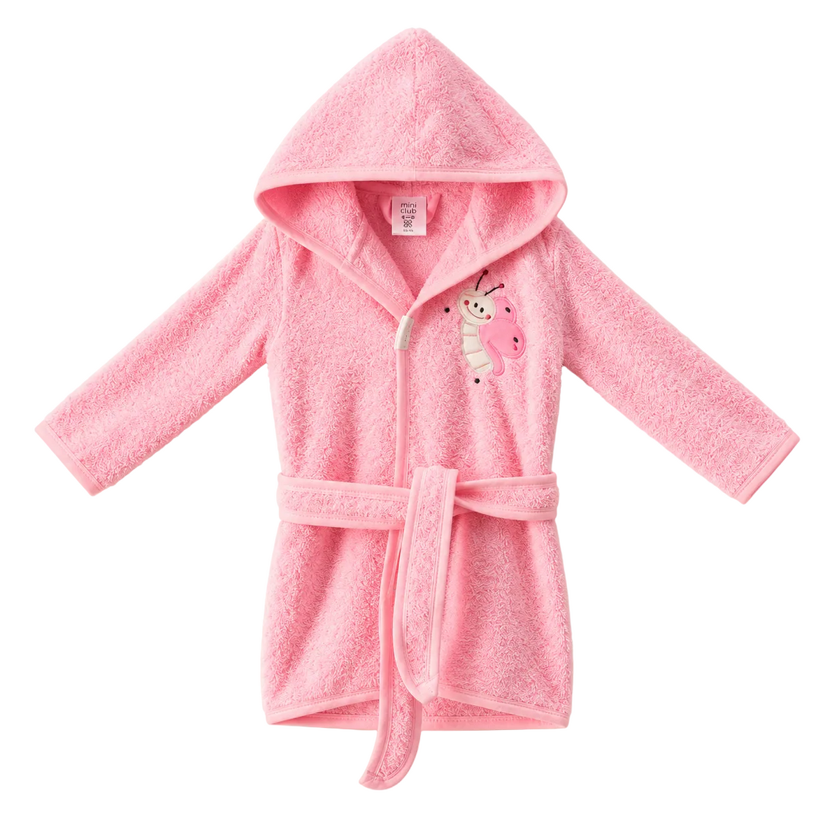 Peignoir de bain bébé à capuche papillon-rose