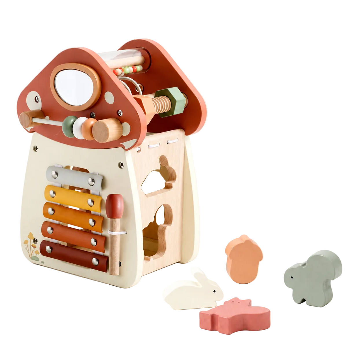 Maison d’activités en bois – inspiration Montessori – champignon