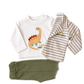 Ensemble bébé garçon 3 pièces Dino – vert olive