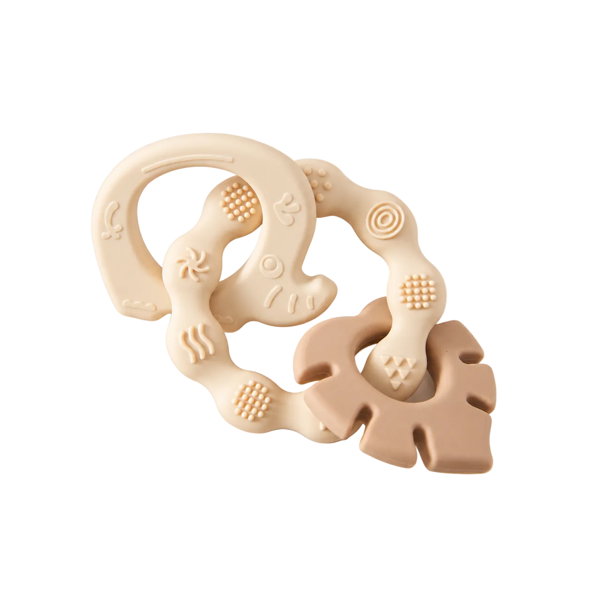 Jouet de dentition sensoriel en silicone – 3 anneaux