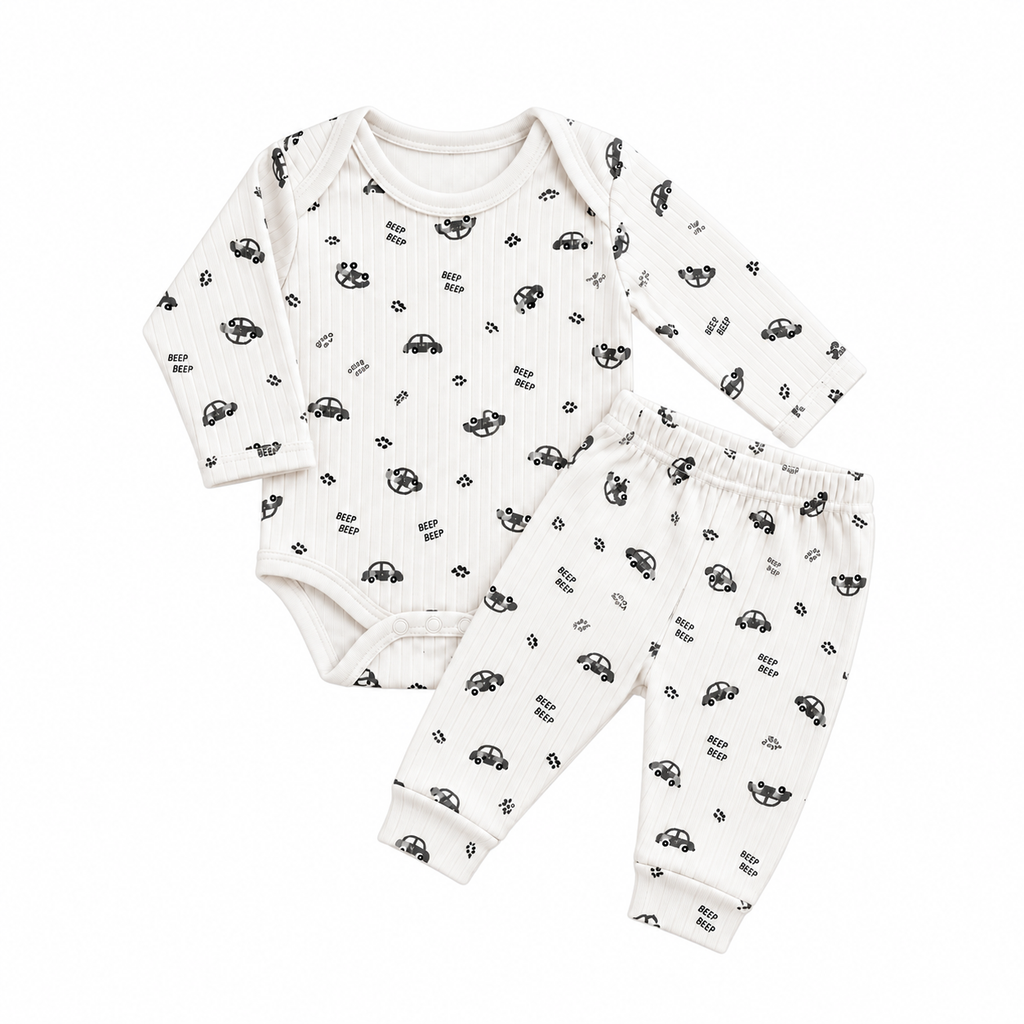 Ensemble bébé 2 pièces – Body & pantalon motif voitures