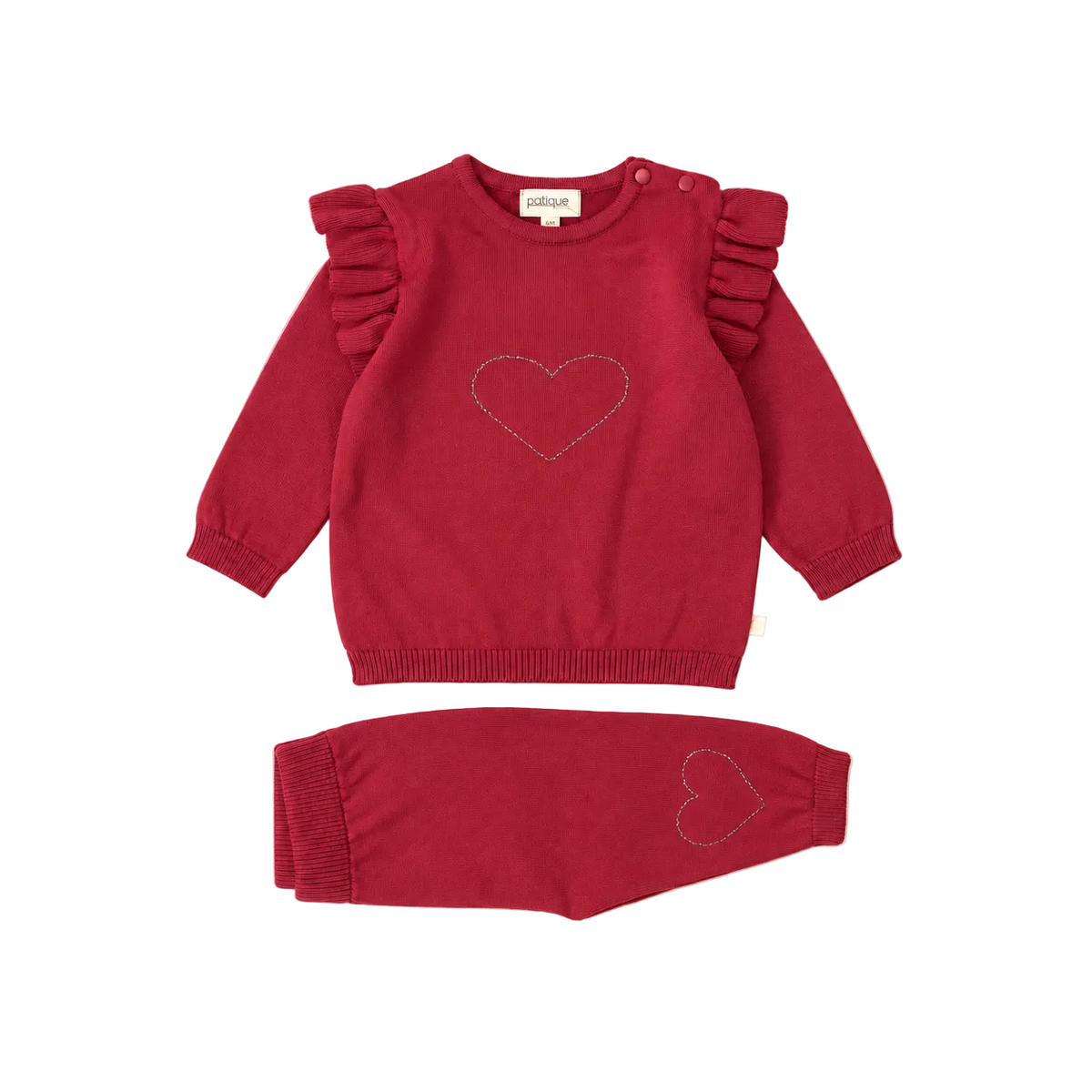 Ensemble bébé fille 2 pièces en maille 100 % coton biologique GOTS – Ruffle Love