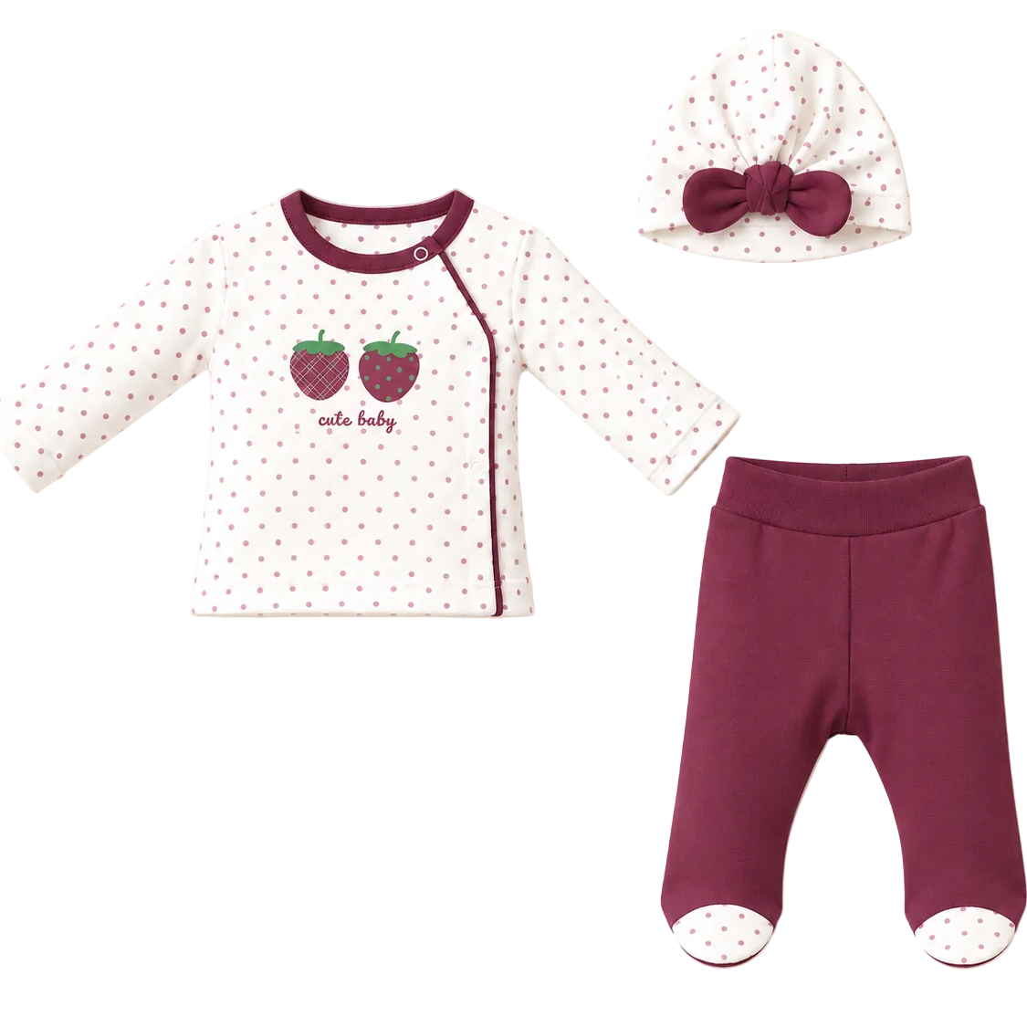Ensemble bébé 3 pièces à motif fraises