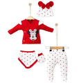 Ensemble bébé fille 5 pièces à cœurs – Rouge & blanc