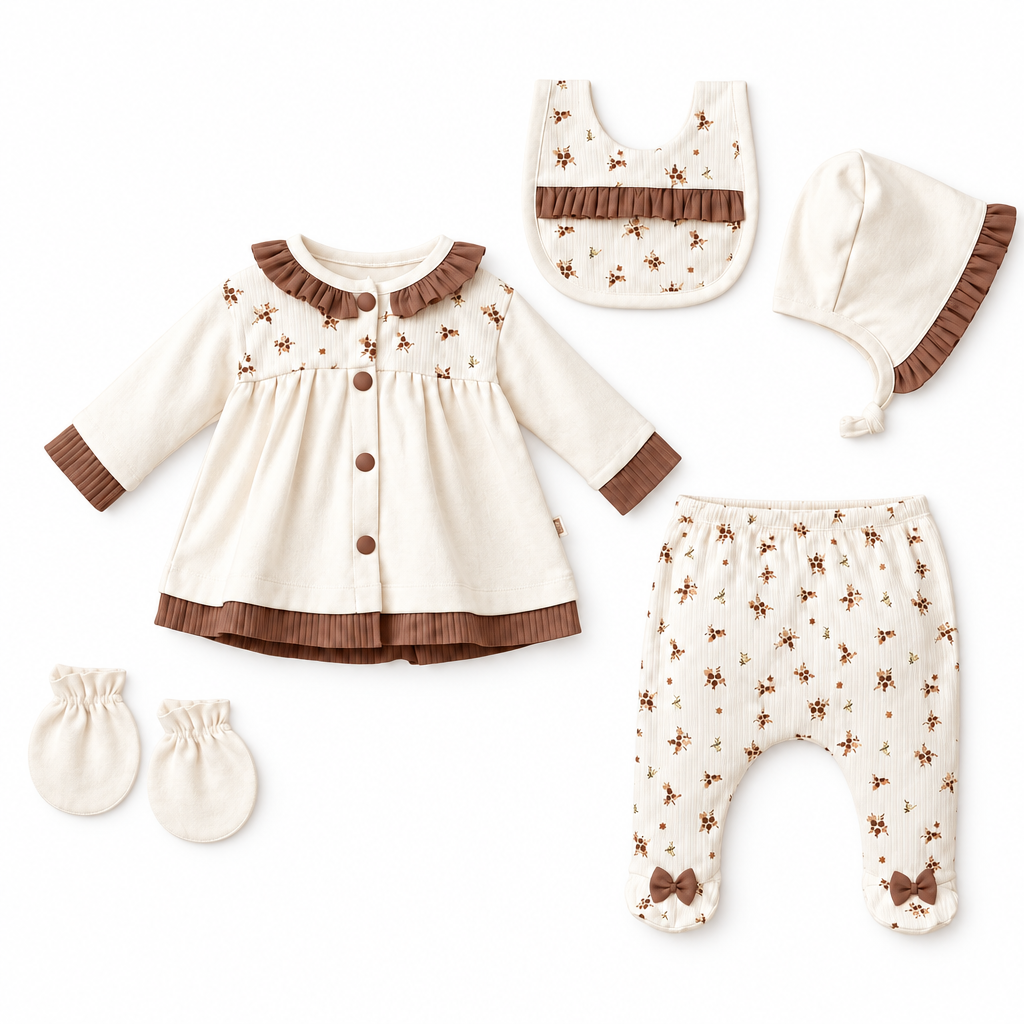 Ensemble bébé 5 pièces à motif floral