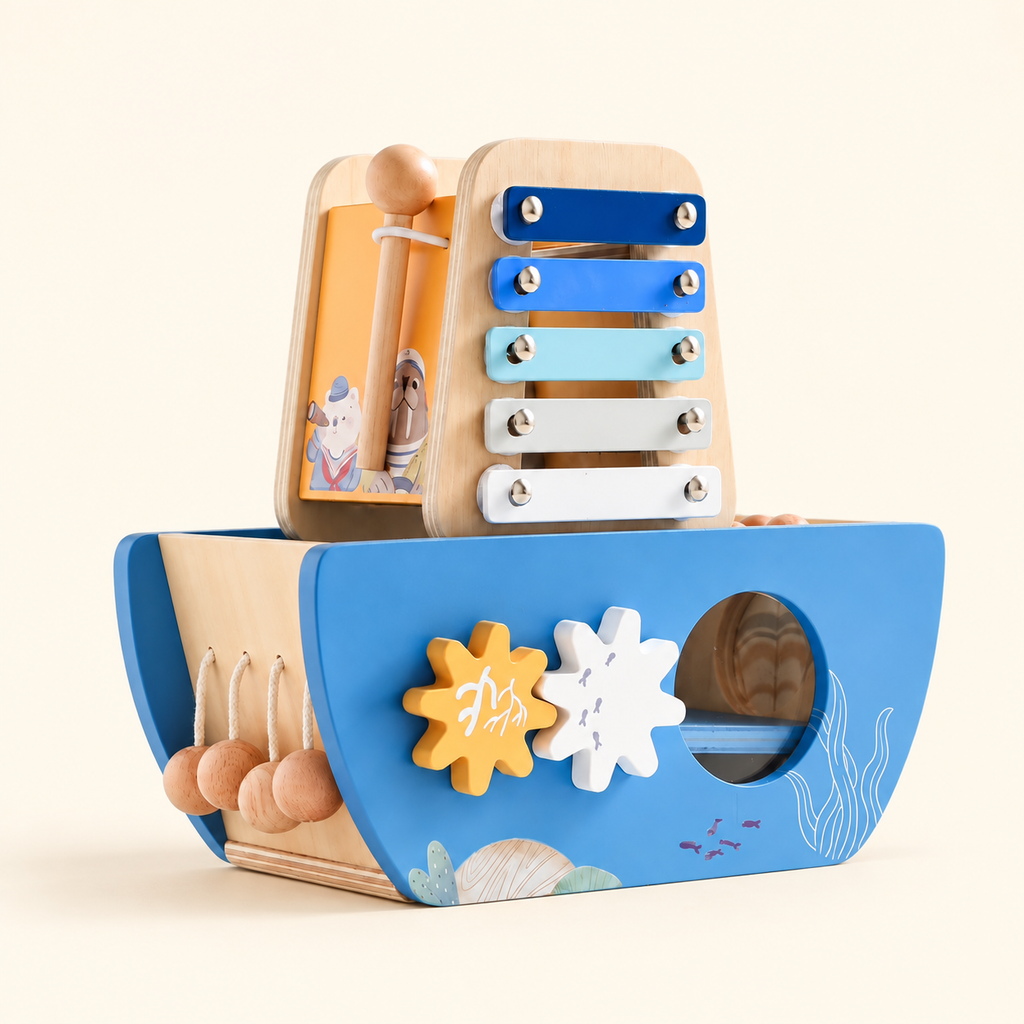 Cubo attività in legno – ispirazione Montessori – barca