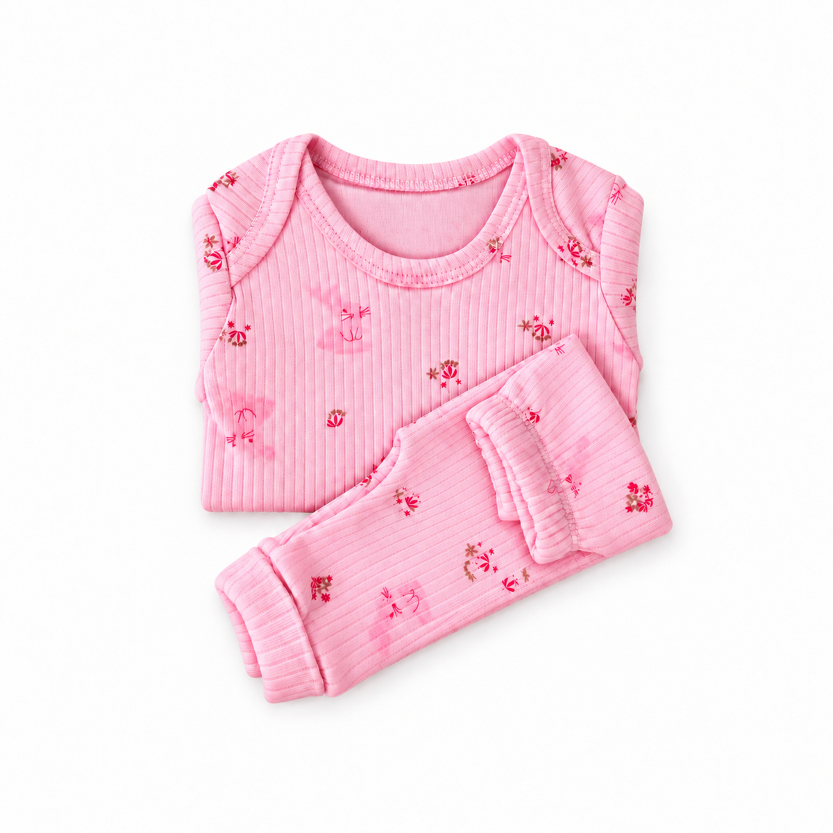 Ensemble bébé fille 2 pièces rose à motif lapin