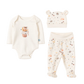 Set 3 pezzi unisex per neonato in cotone biologico