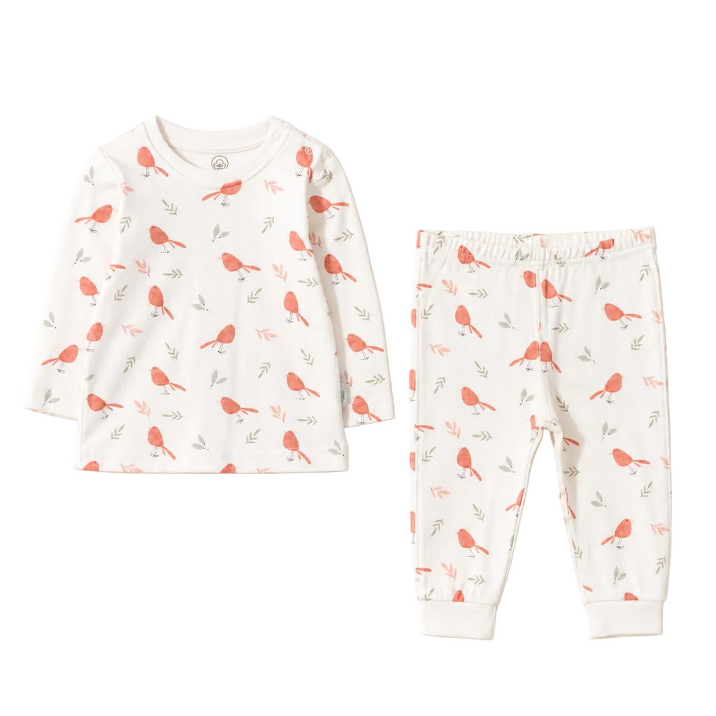 Ensemble pyjama bébé unisexe 2 pièces à motif oiseaux