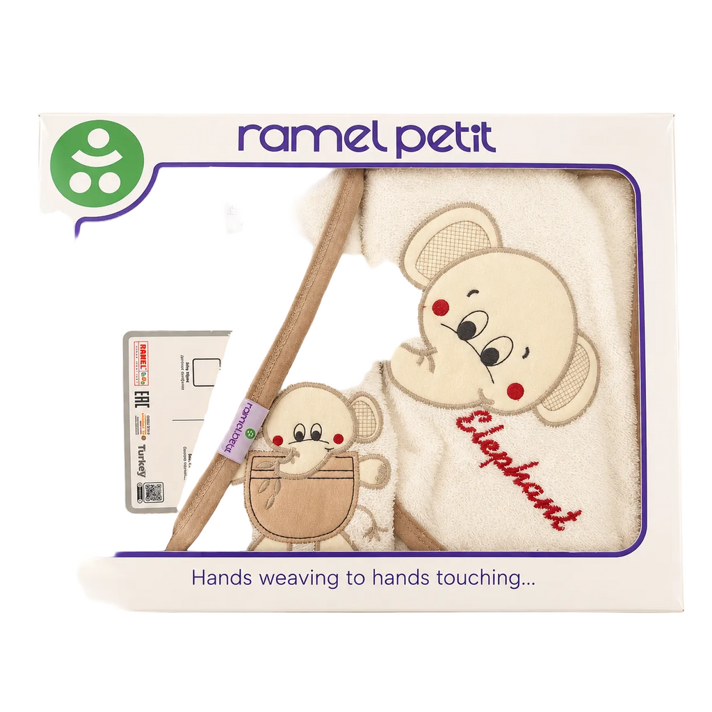 Coffret de bain bébé 4 pièces Éléphant – Écru / Beige – Ramel Petit