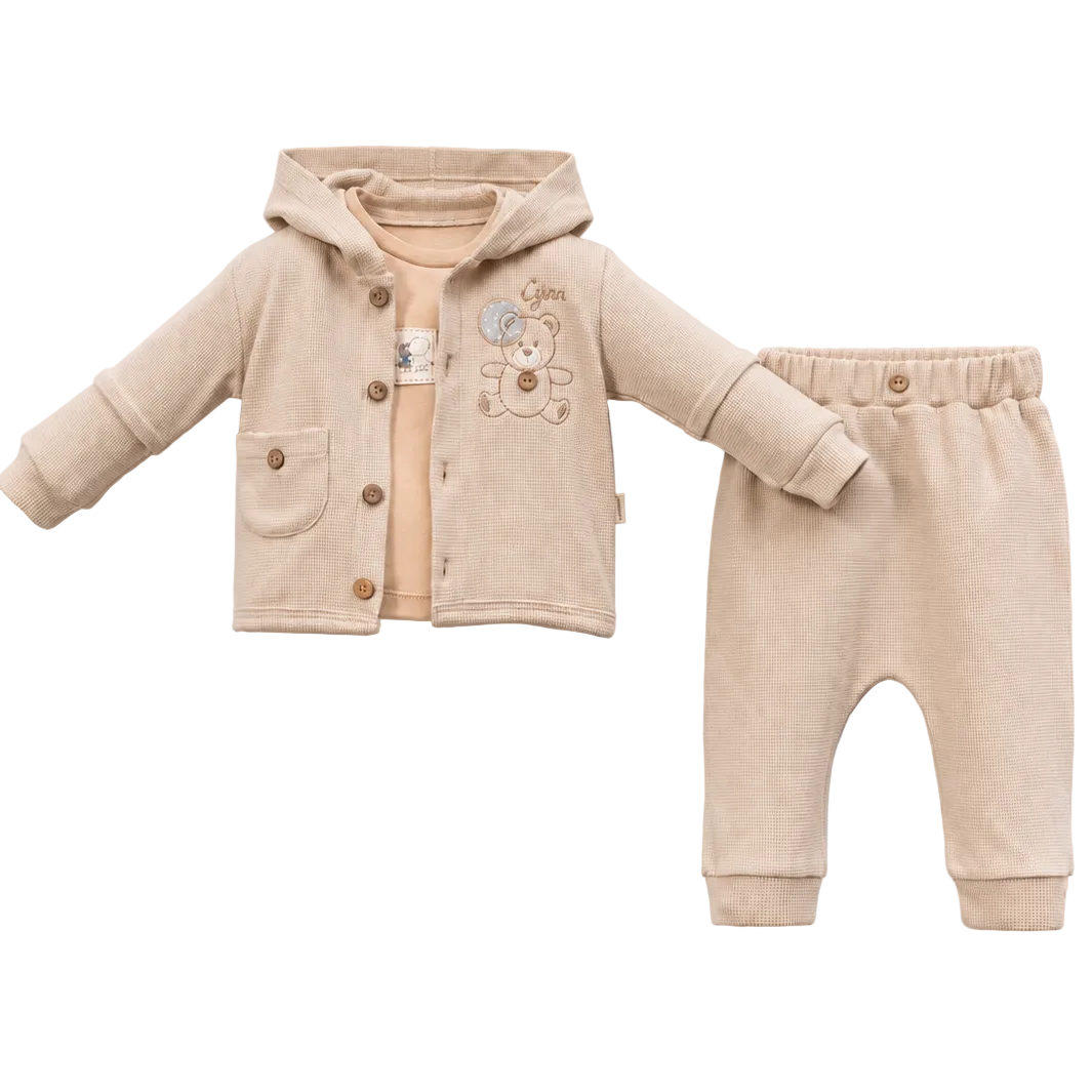Ensemble bébé 3 pièces imprimé ourson