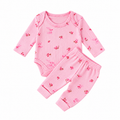 2-teiliges Baby-Mädchen-Set, rosa mit Hasenmotiv