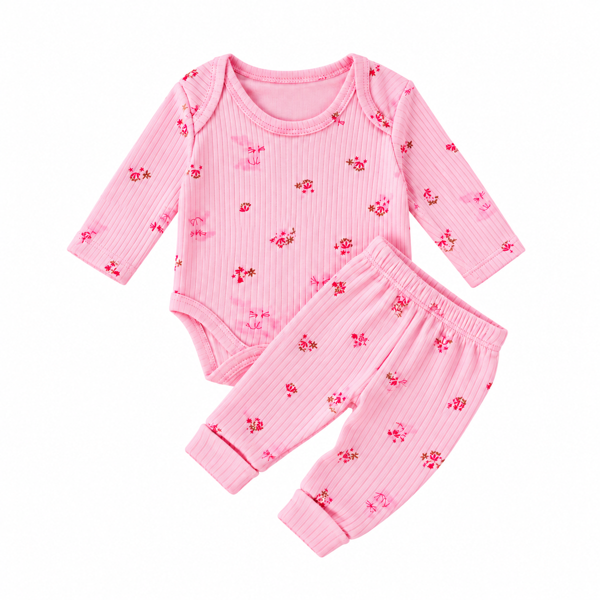 Ensemble bébé fille 2 pièces rose à motif lapin