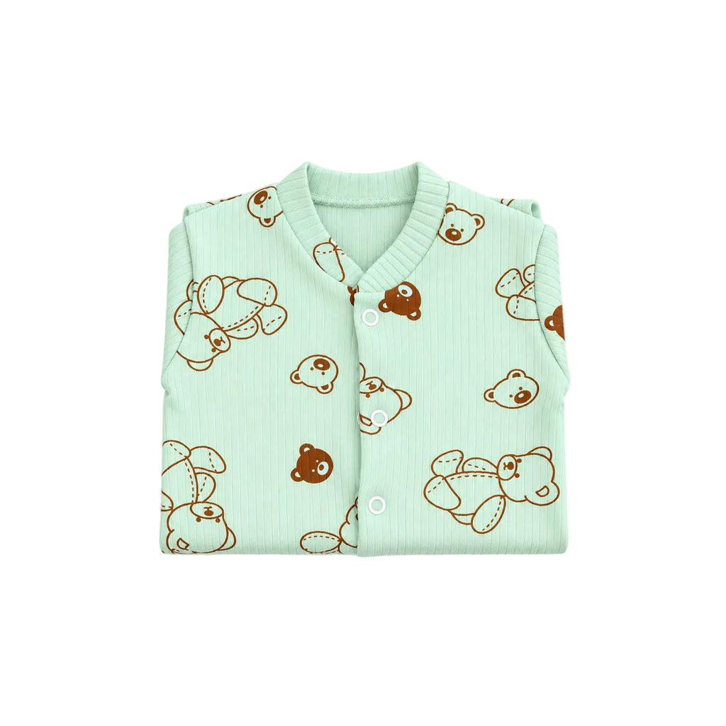 Grenouillère bébé à motif oursons – vert menthe