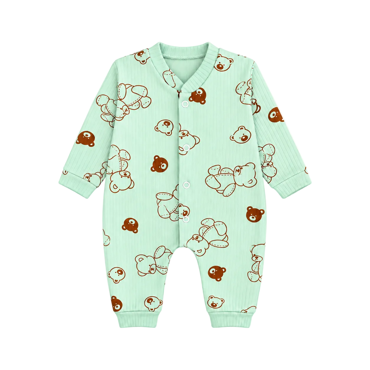 Grenouillère bébé à motif oursons – vert menthe