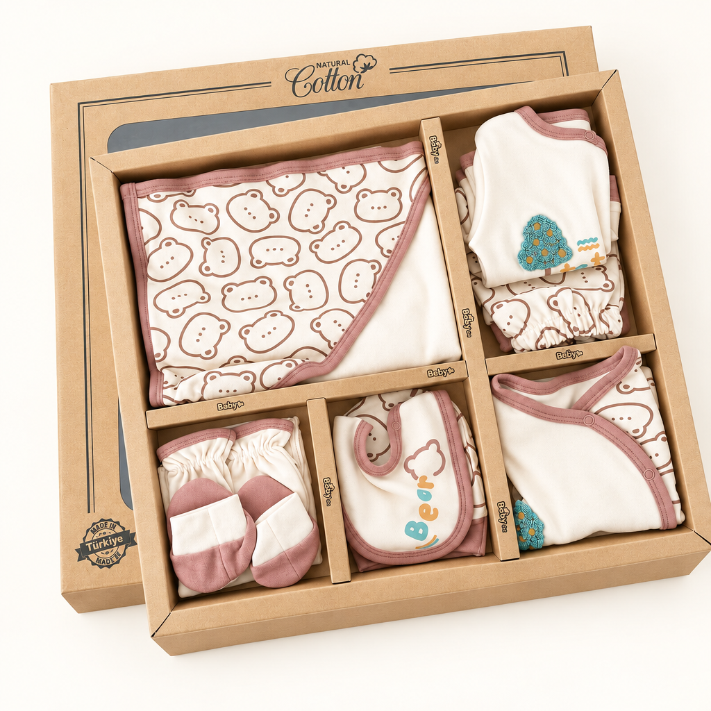 Set naissance 10 pièces BEBLY – ours beige
