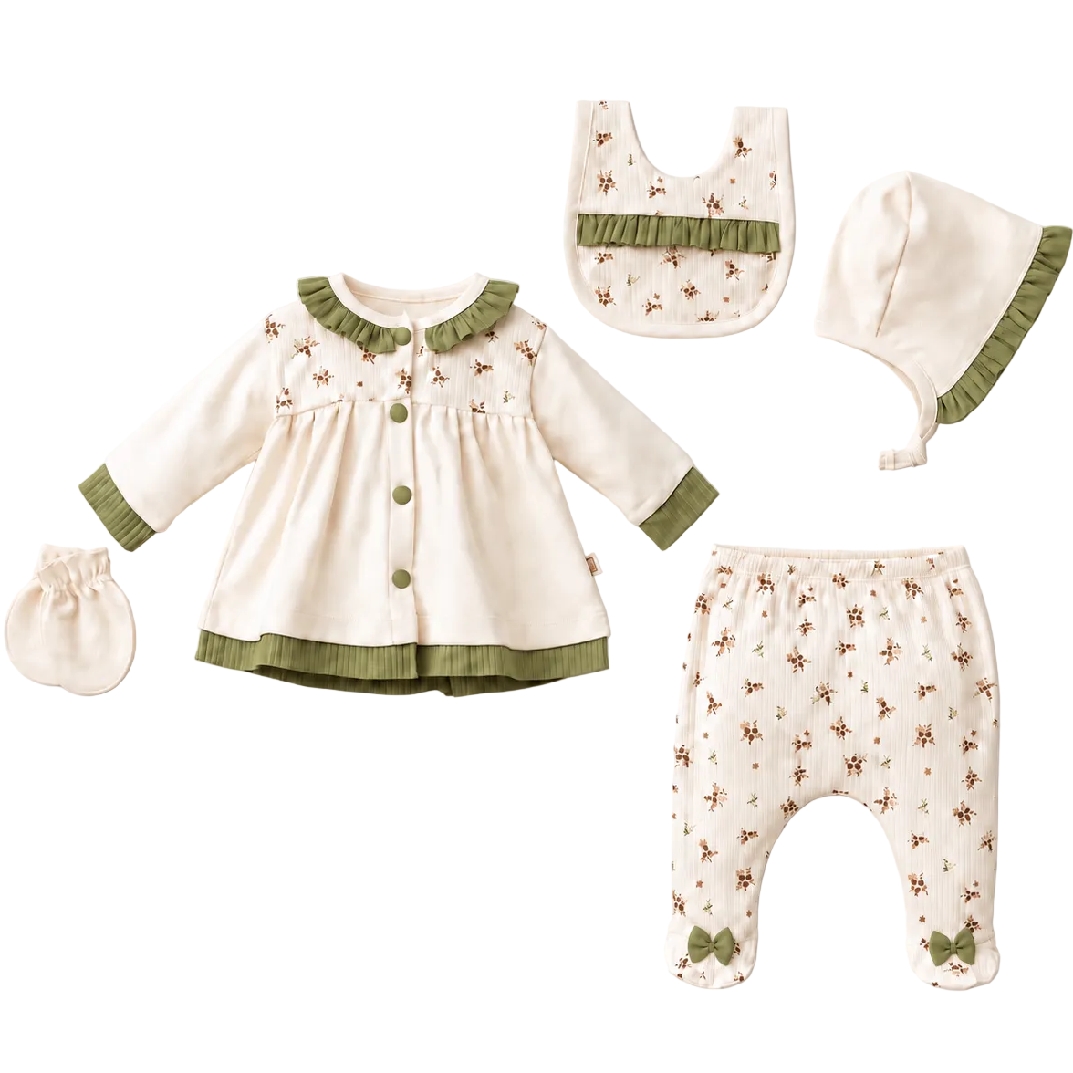 Ensemble bébé 5 pièces à motif floral