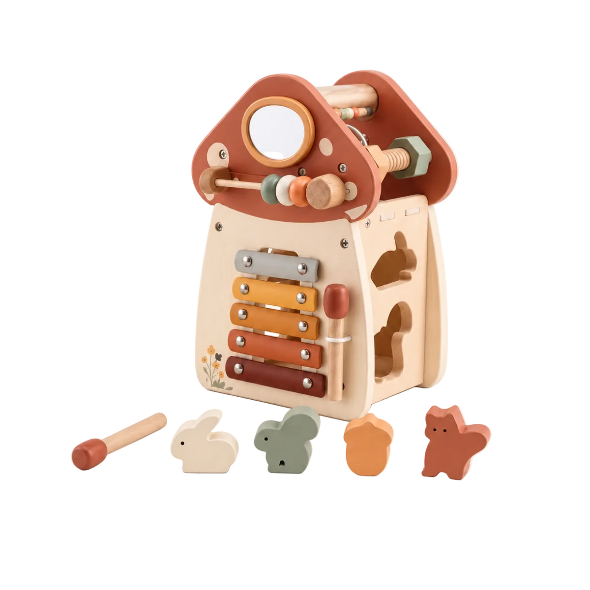 Maison d’activités en bois – inspiration Montessori – champignon
