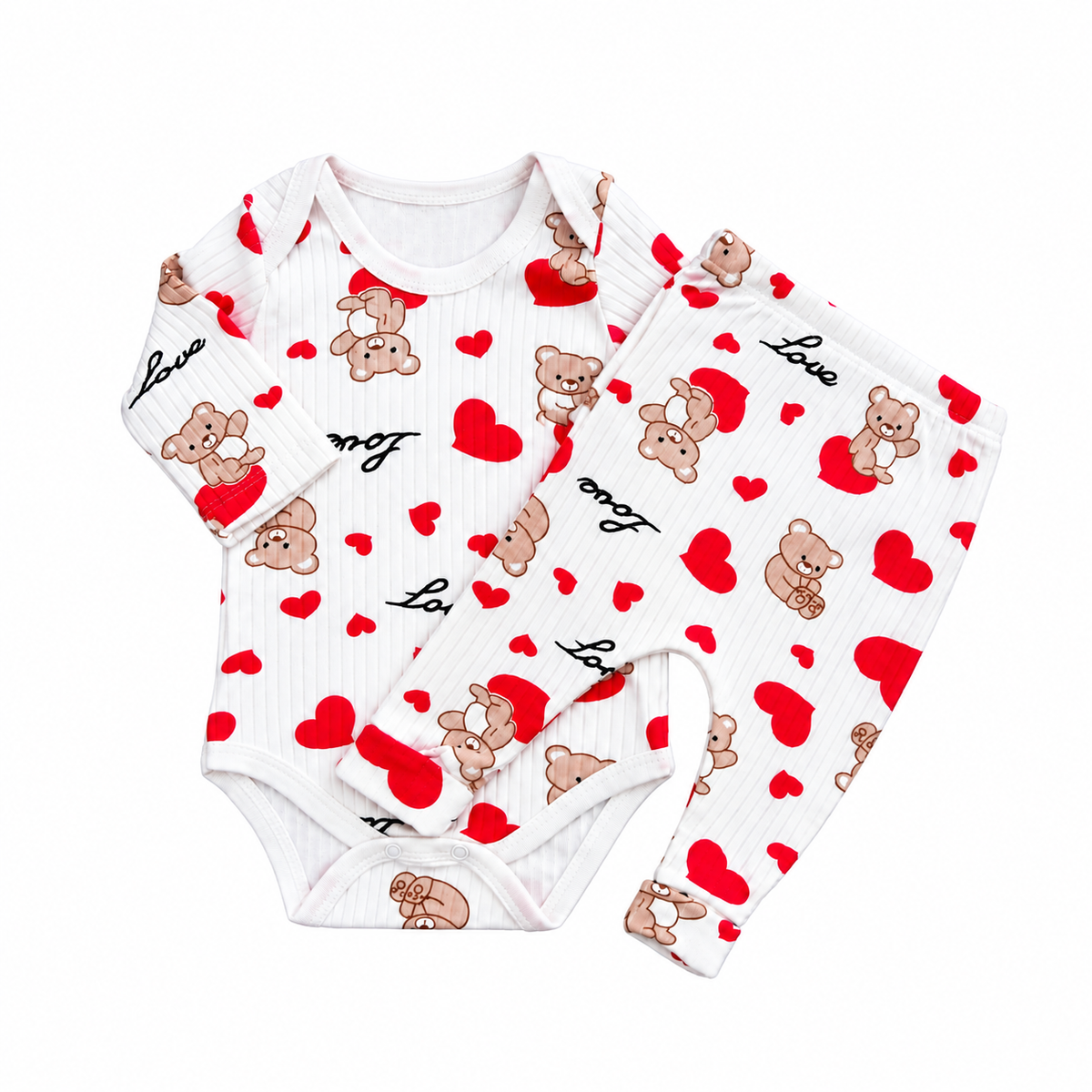 Ensemble bébé unisexe 2 pièces à motif ourson