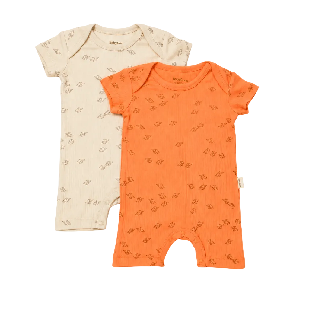 Lot de 2 barboteuses bébé manches courtes – Modal & coton biologique
