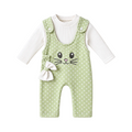 Completo 2 pezzi neonata con salopette coniglio – Verde