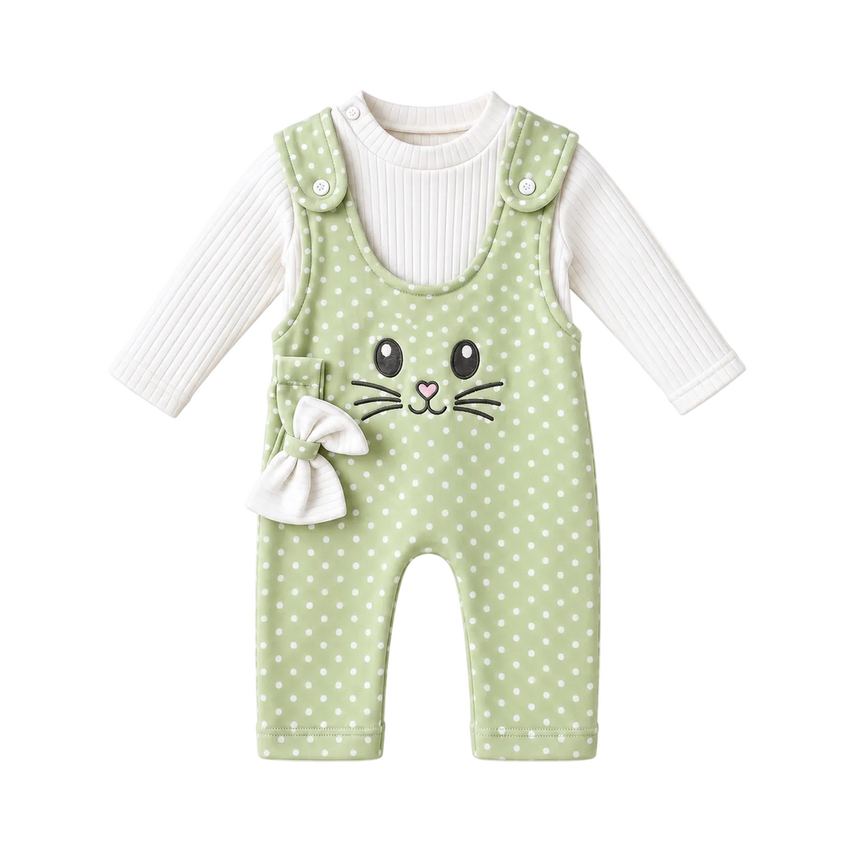 Ensemble bébé fille 2 pièces avec salopette lapin – Vert