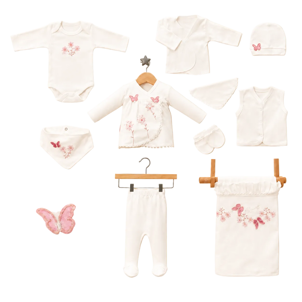 Baby Zuhu Geburtsset – Rosa Schmetterlinge