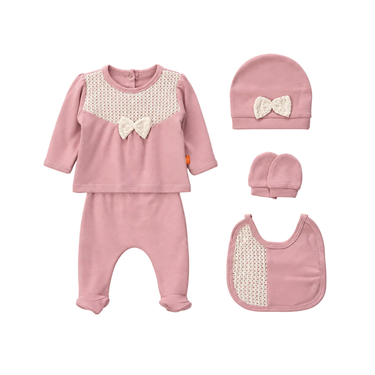 Ensemble bébé fille 5 pièces avec détails en dentelle