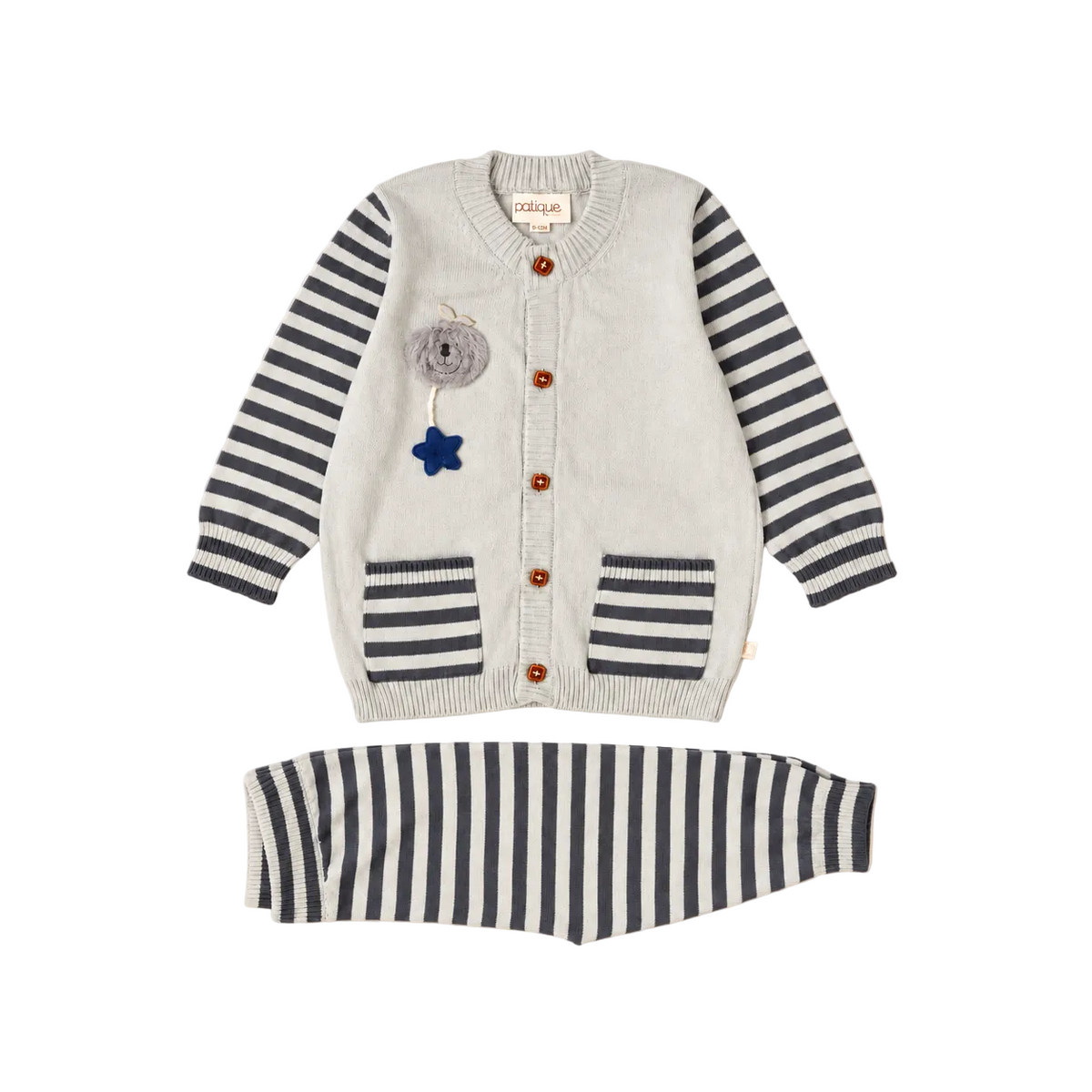 Ensemble bébé en maille rayée en coton biologique