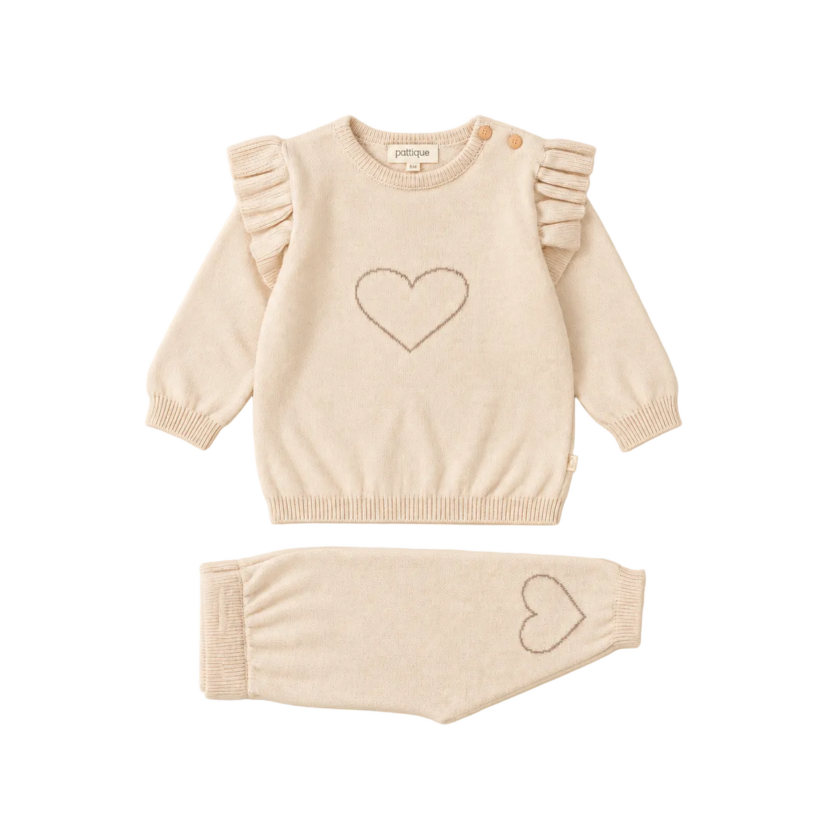 Ensemble bébé fille 2 pièces en maille 100 % coton biologique GOTS – Ruffle Love