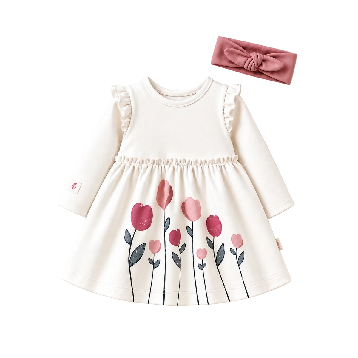 Robe bébé avec bandeau en coton biologique certifié GOTS