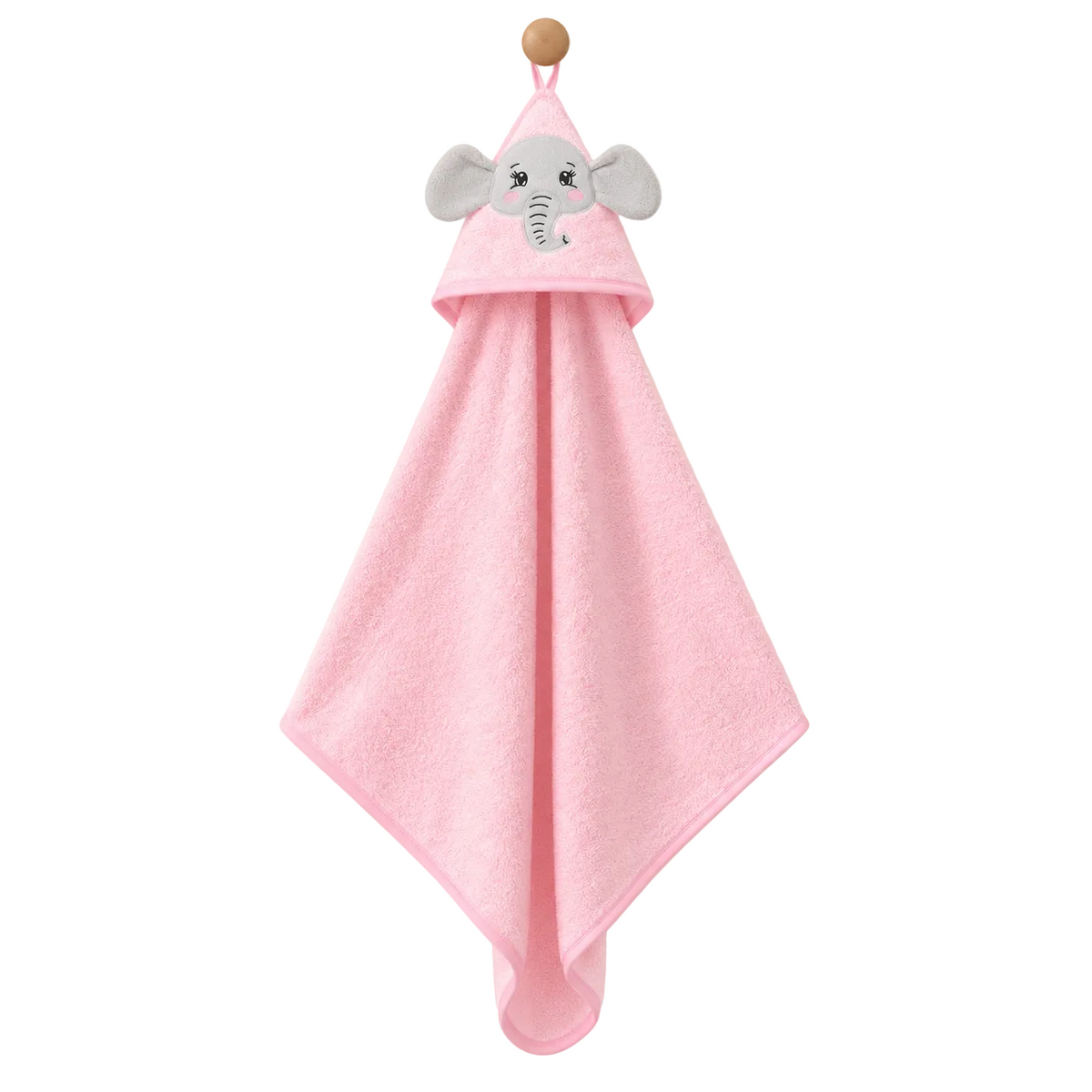 Serviette de bain bébé à capuche éléphant – 80 × 90 cm