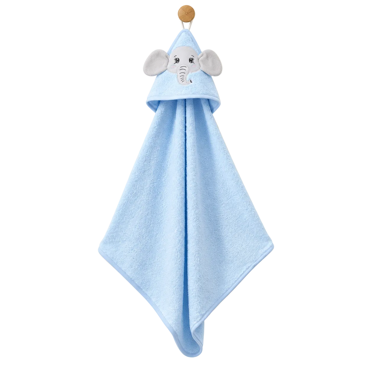 Serviette de bain bébé à capuche éléphant – 80 × 90 cm