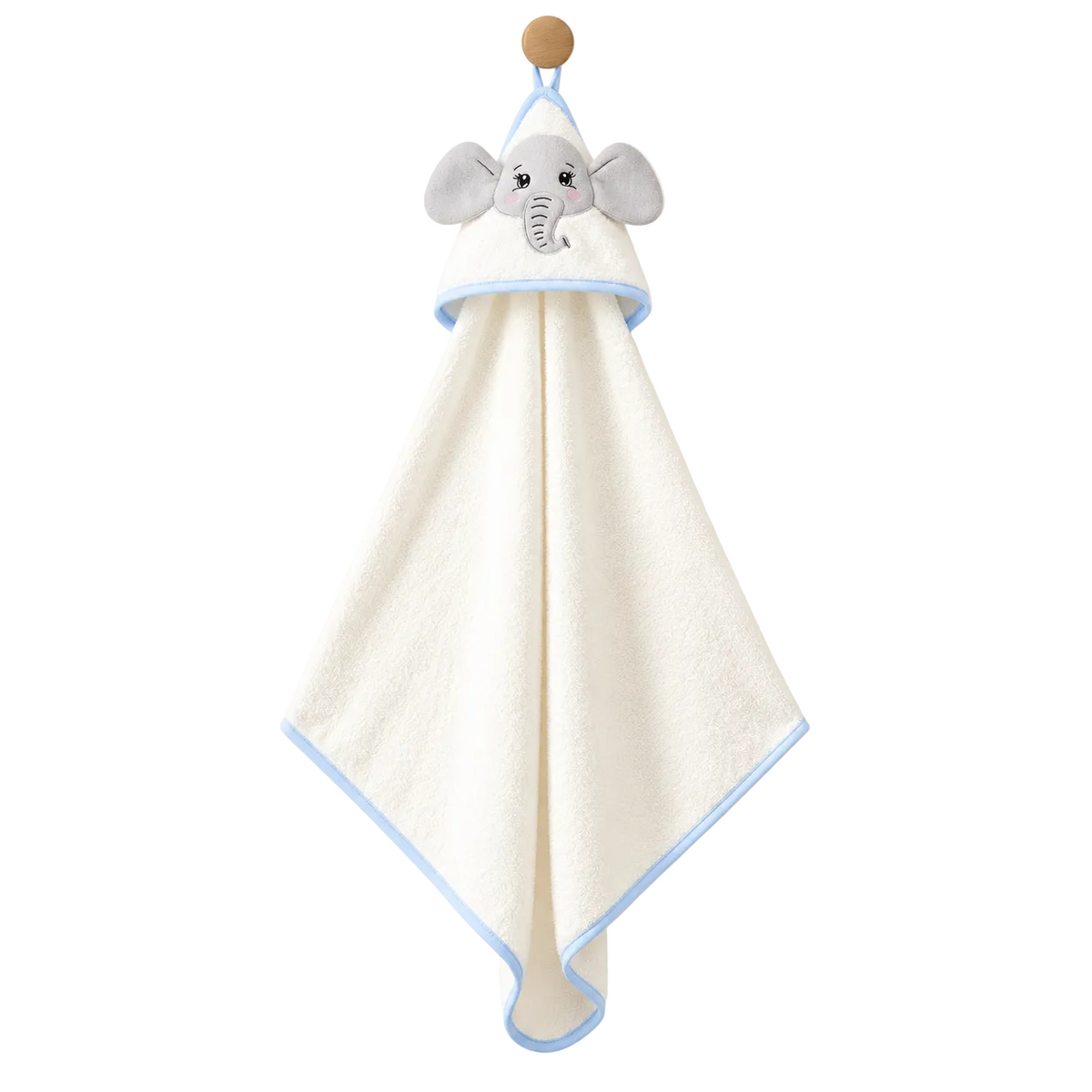 Serviette de bain bébé à capuche éléphant – 80 × 90 cm