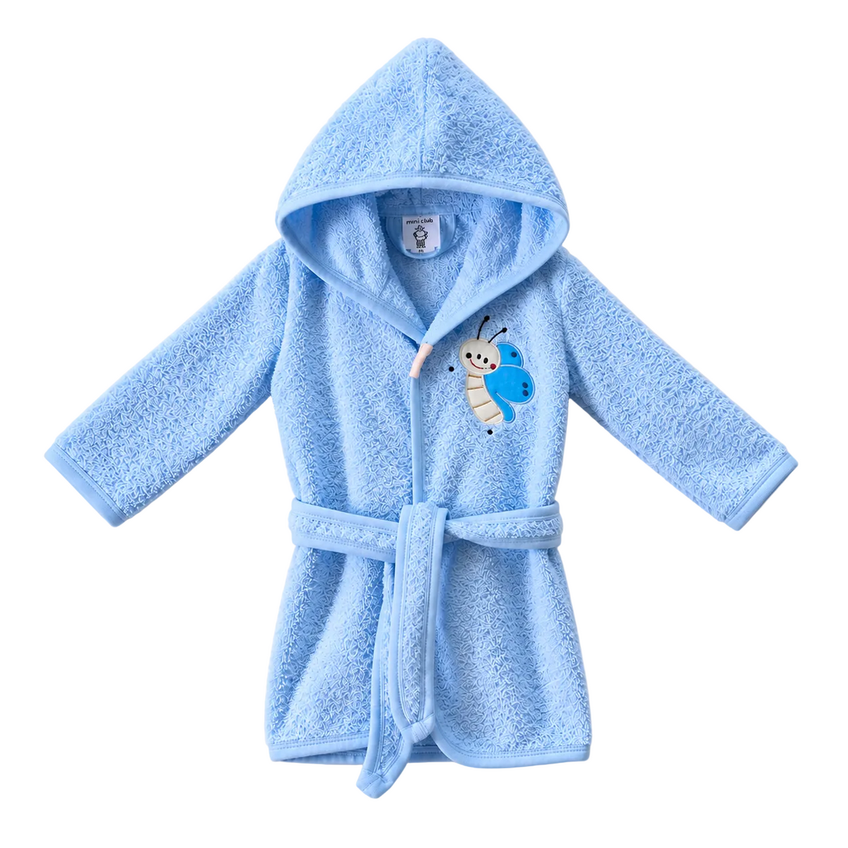 Peignoir de bain bébé à capuche papillon-bleu