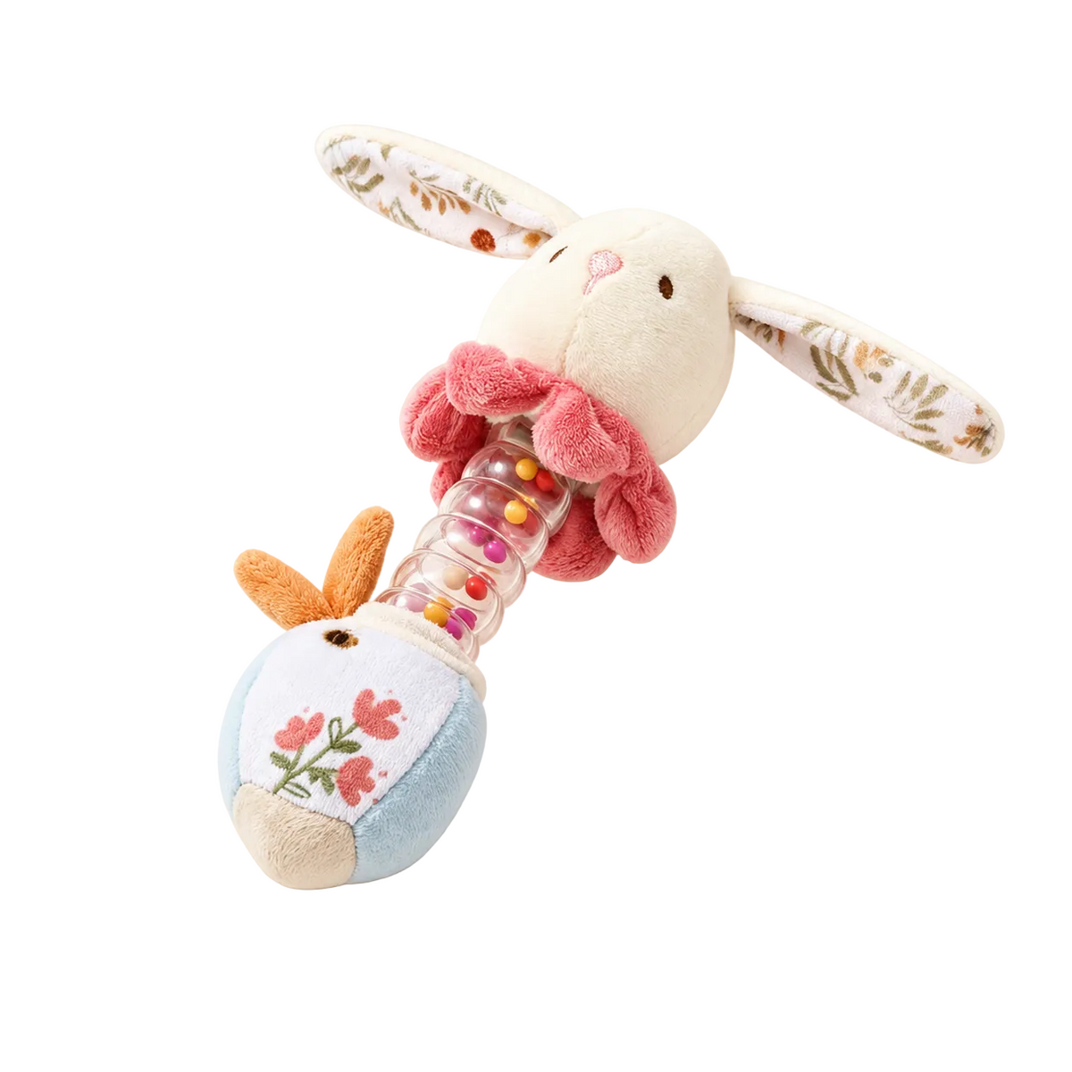 Hochet sensoriel lapin à billes colorées